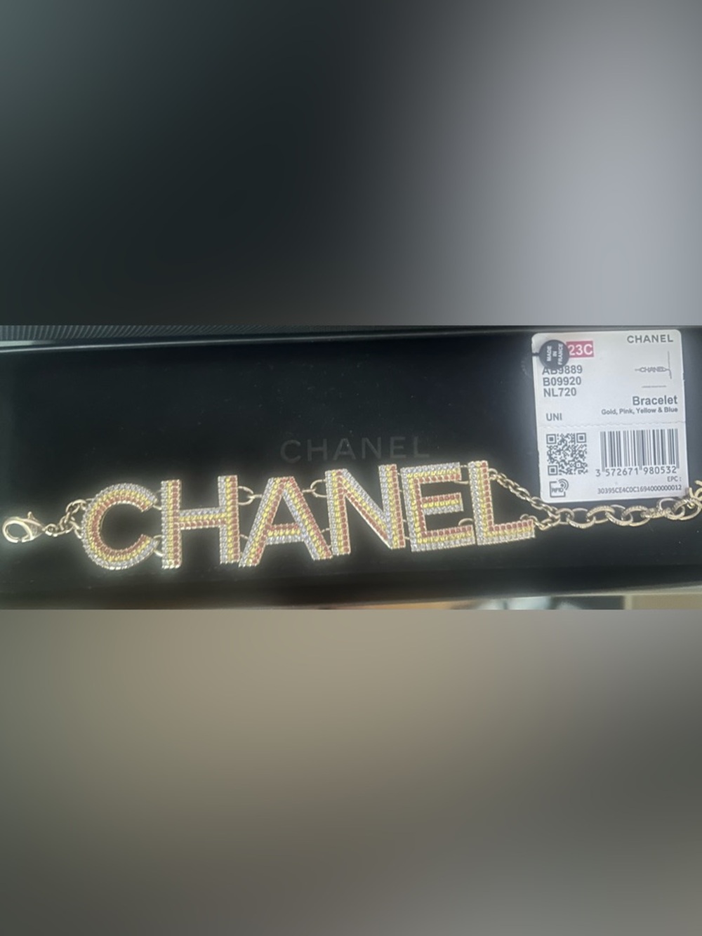 CHANEL Multicolored Crystal Logo Bracelet 23C Collection NWT